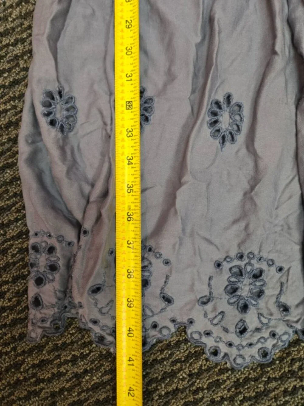 American Eagle Boho Floral Embroidered Kimono Cardigan Blue Gray XS S - Picture 7 of 9